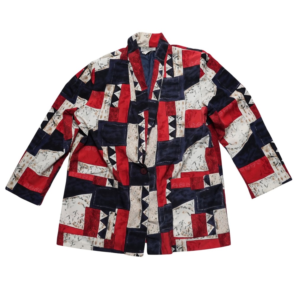 Kensington Square Vintage 90s Blazer Womens‎ 1X Plus Size Geometric USA